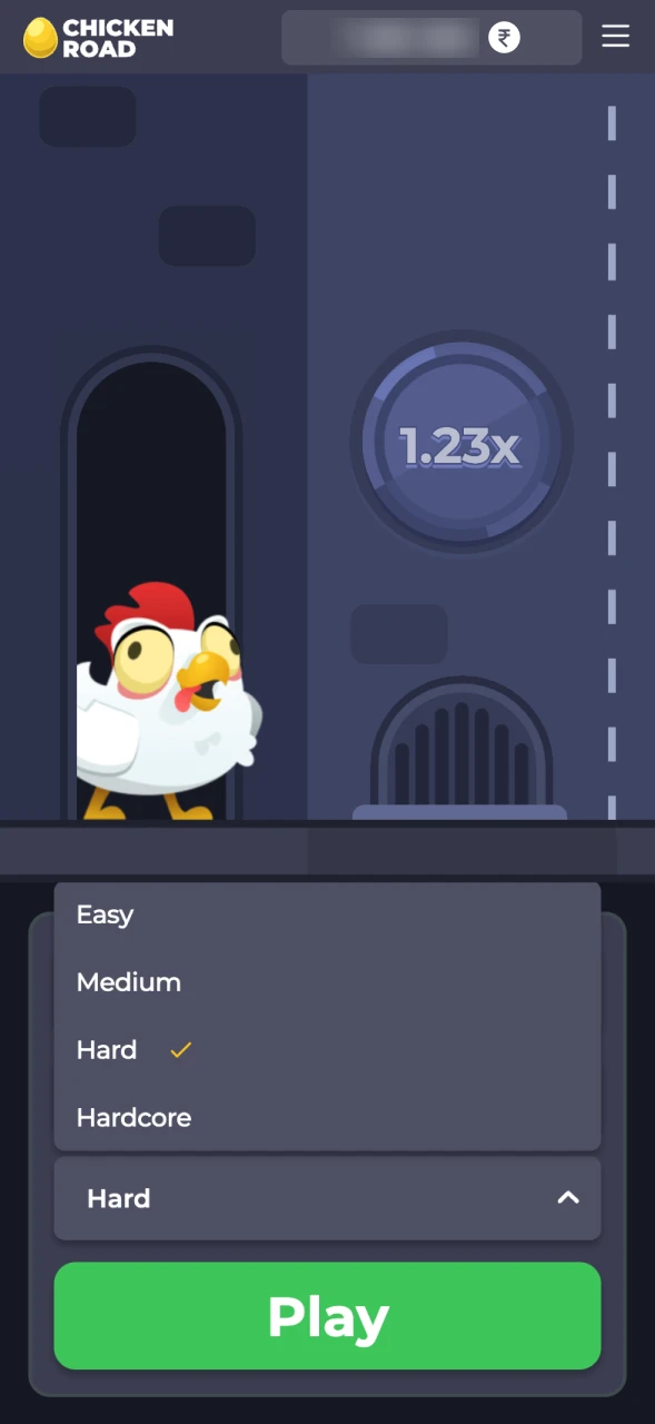 You can choose different levels in Chicken Road app.