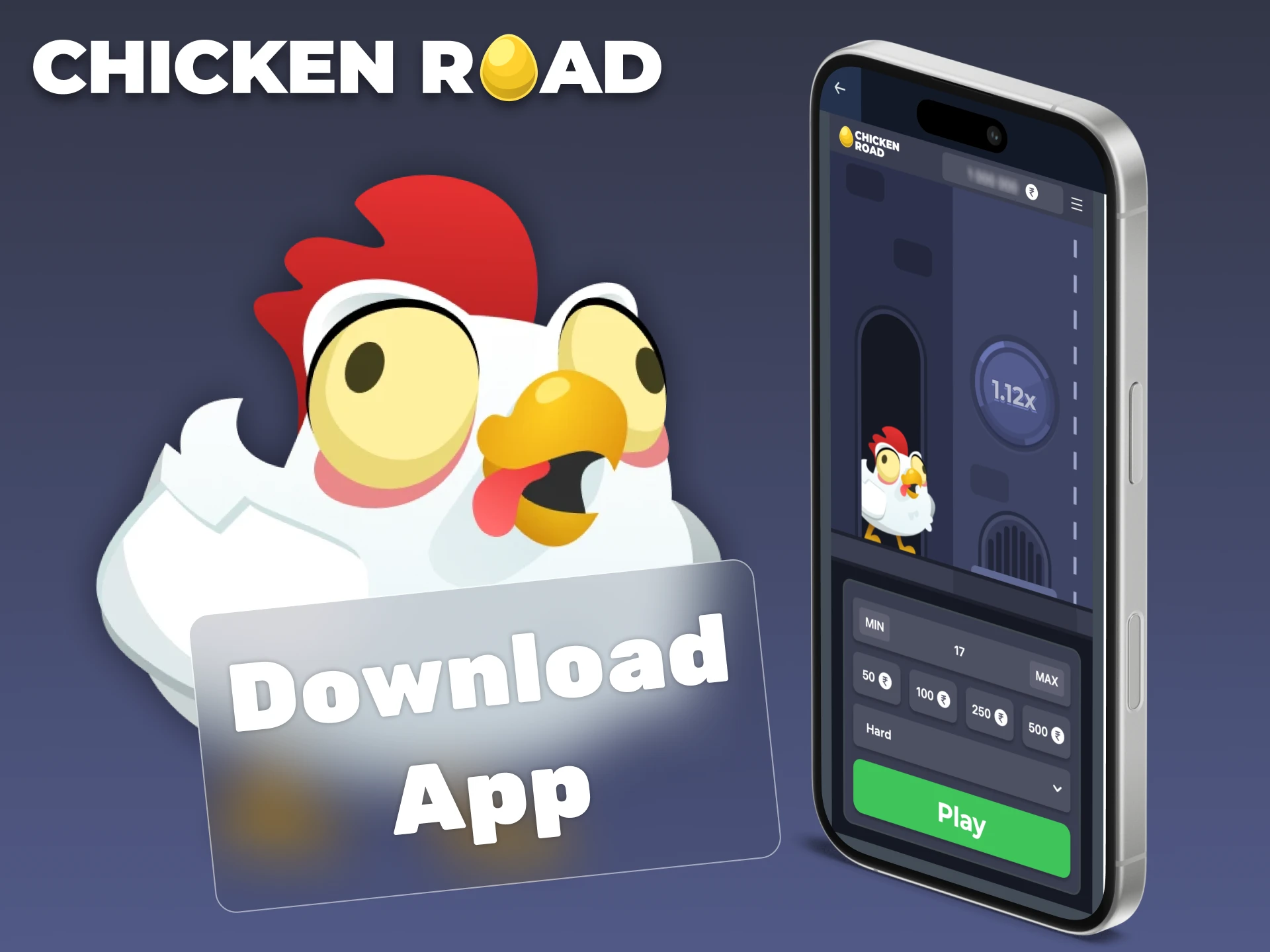 Download the app to play Chicken Road casino game on mobile phone.
