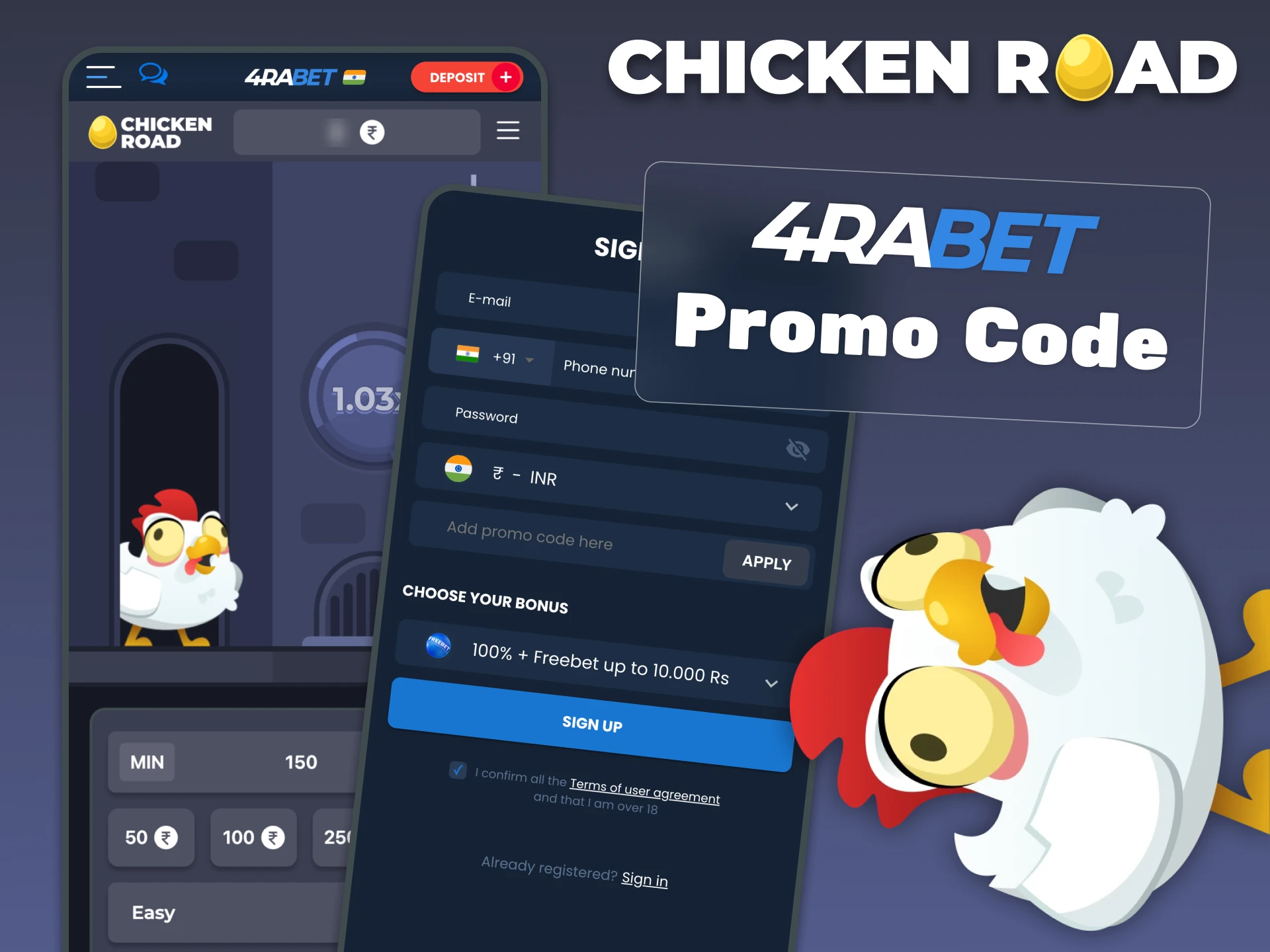 4Rabet promo code is providing additional funds for Chicken Road.