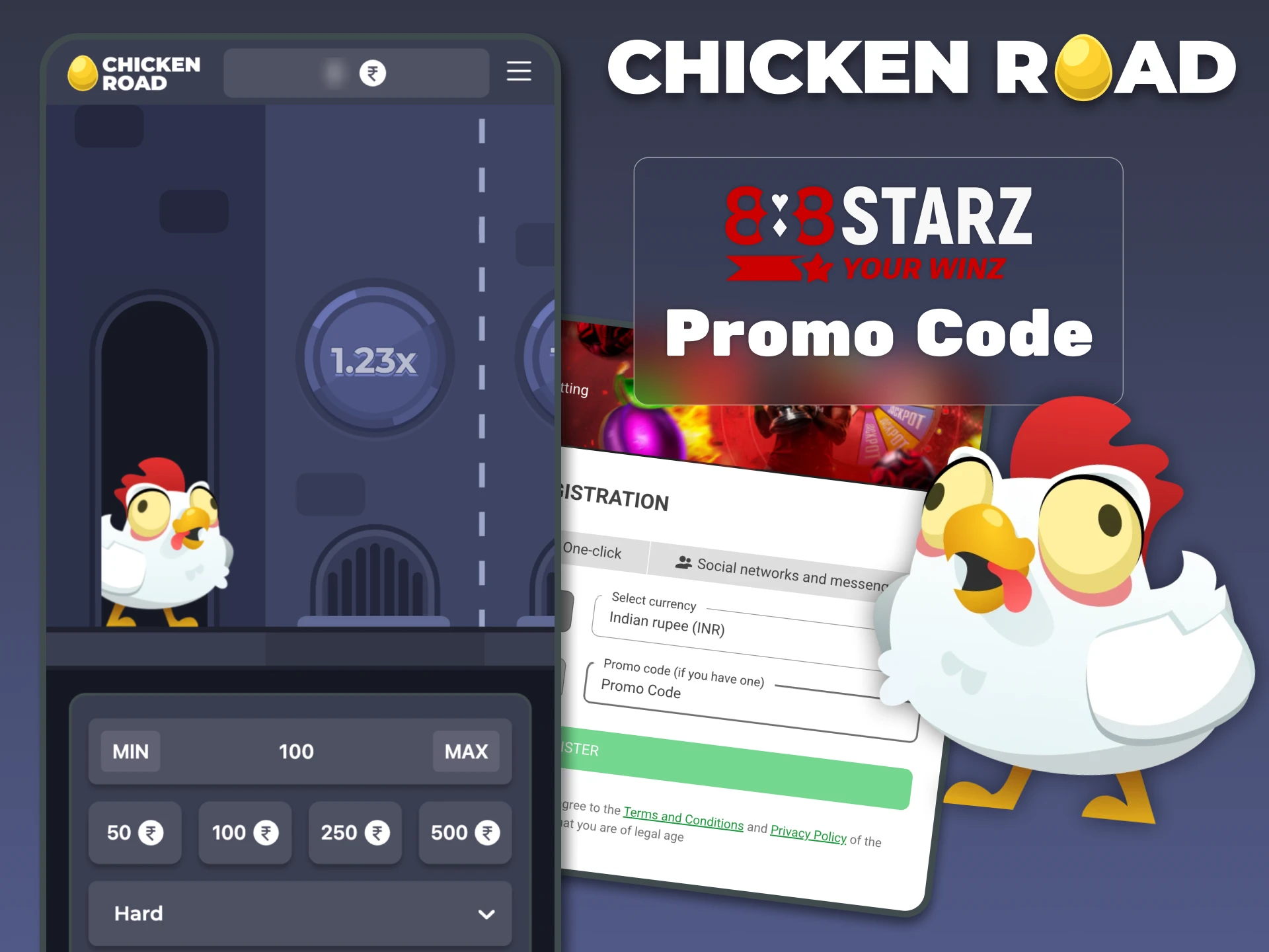 Activate the Chicken Road 888Starz promo code and increase your bonus.