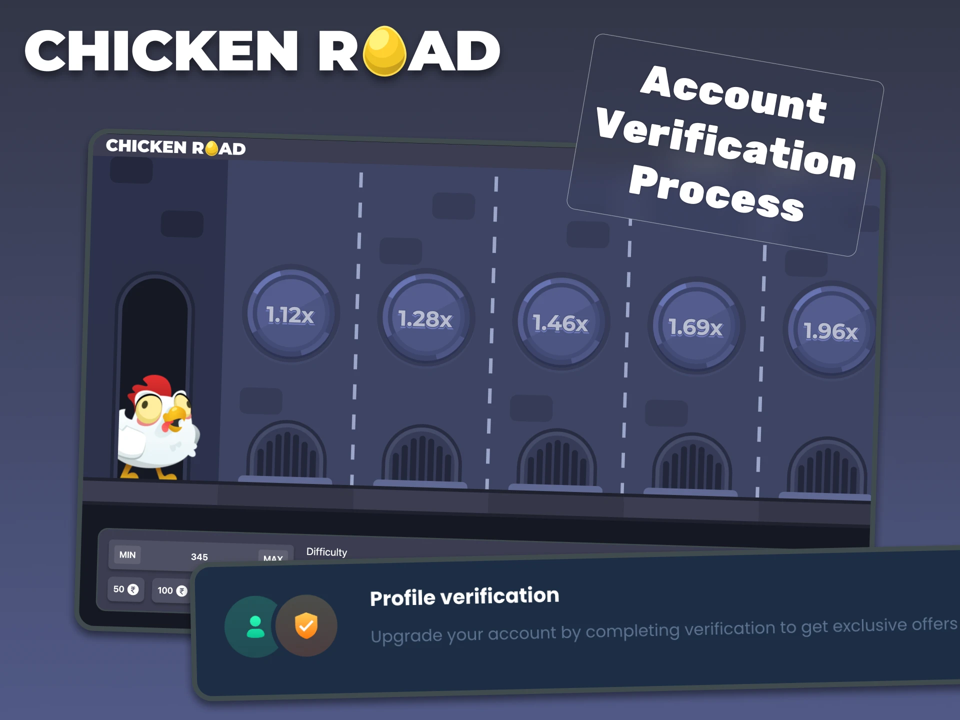 Go through the verification process to use your Chicken Road account without limits.