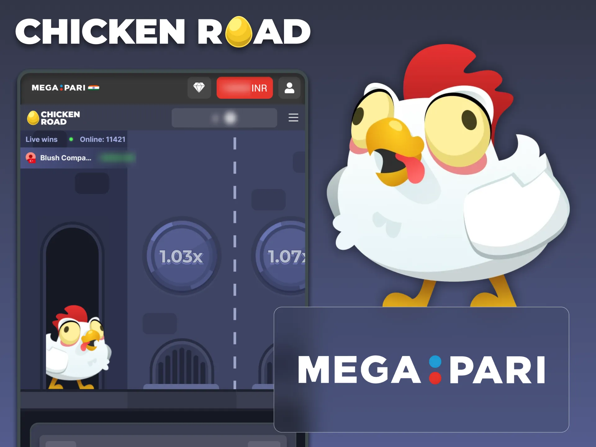 Play Chicken Road online game at Megapari.