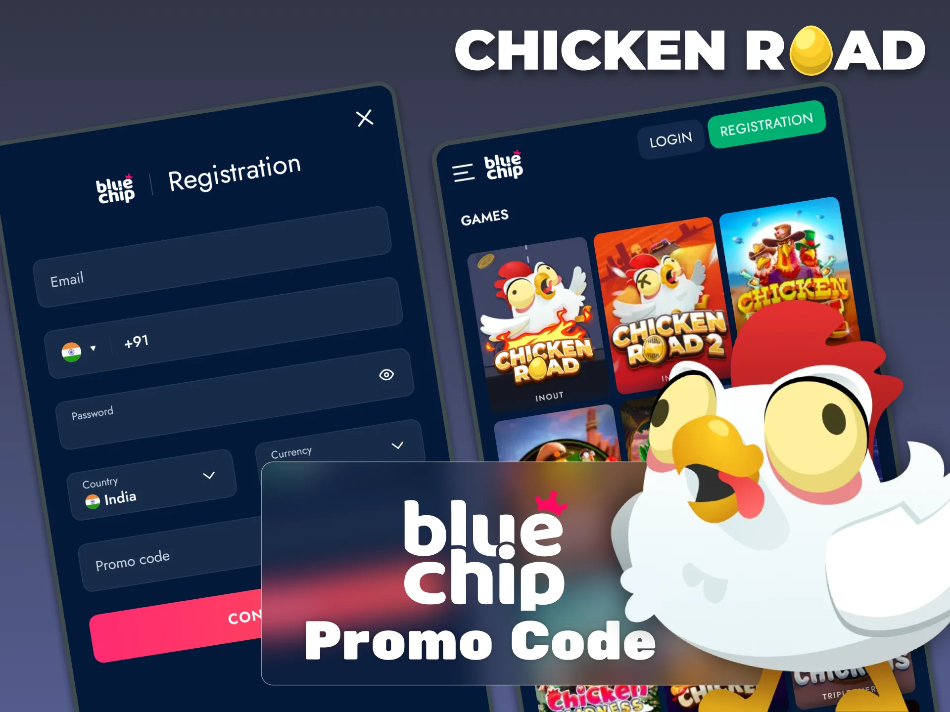 Claim your bonuses for Chicken Road with special BlueChip promo code.