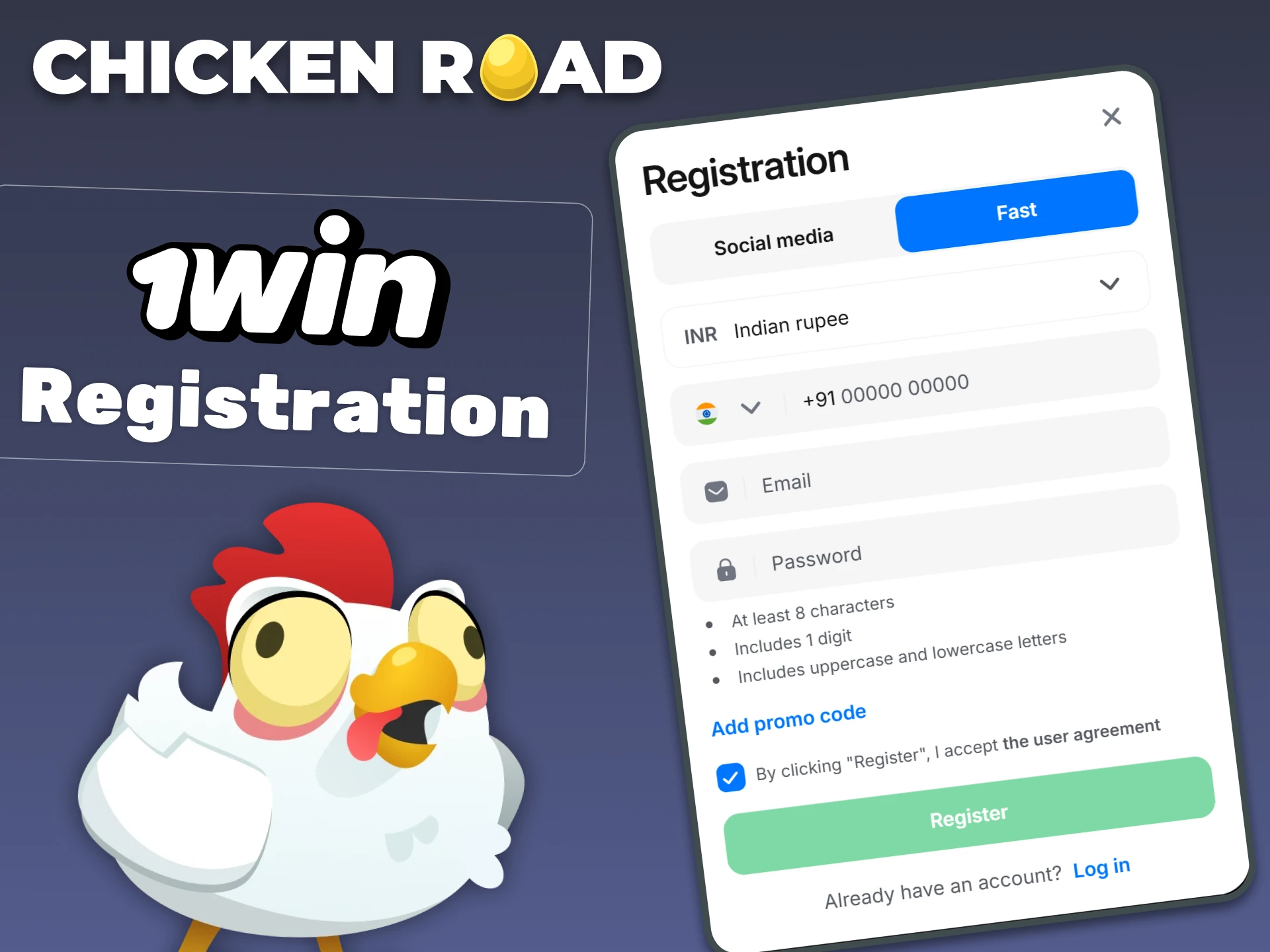 Only registered users of 1Win can play Chicken Road.