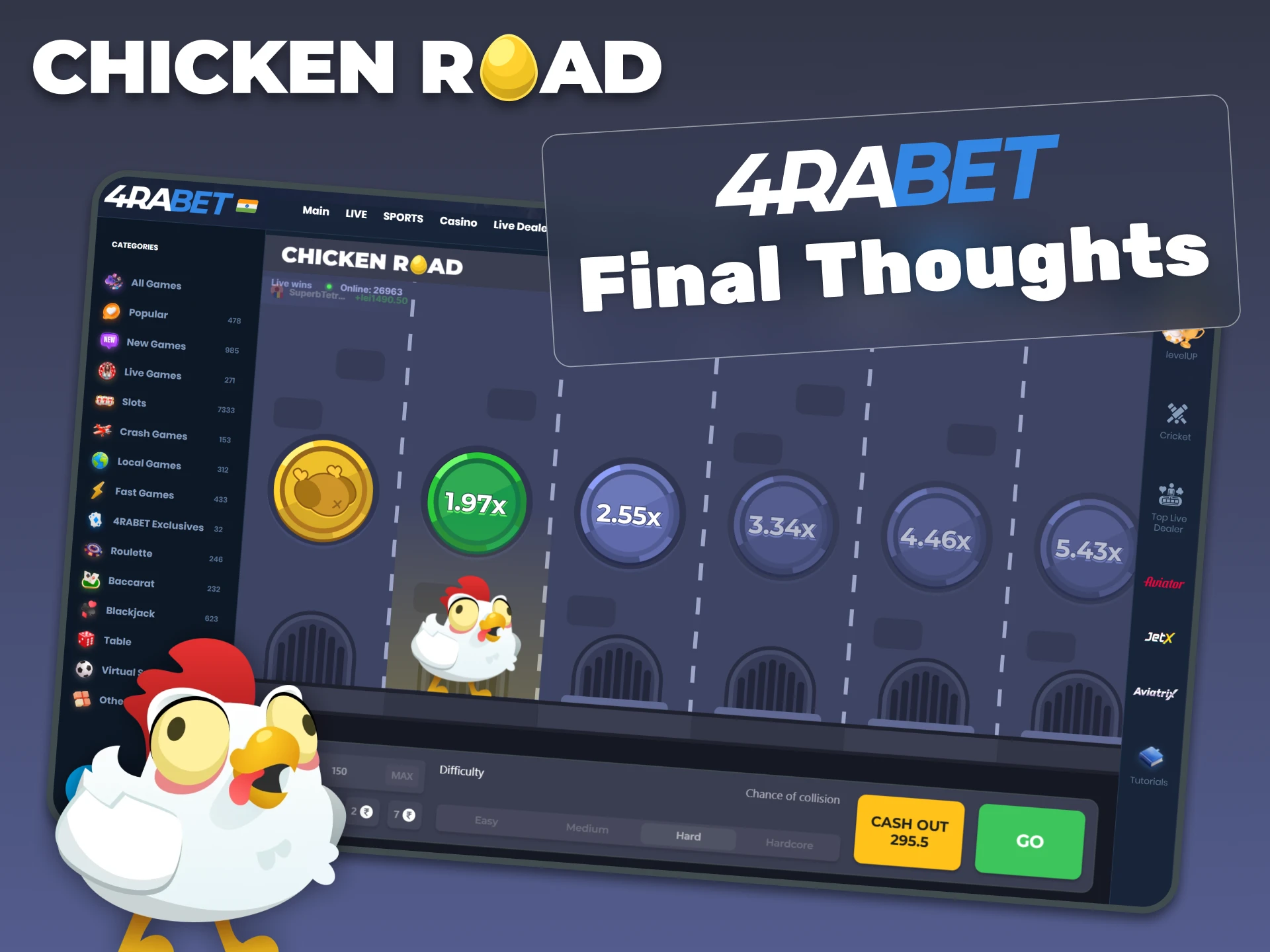 You won't regret choosing 4rabet to play Chicken Road.
