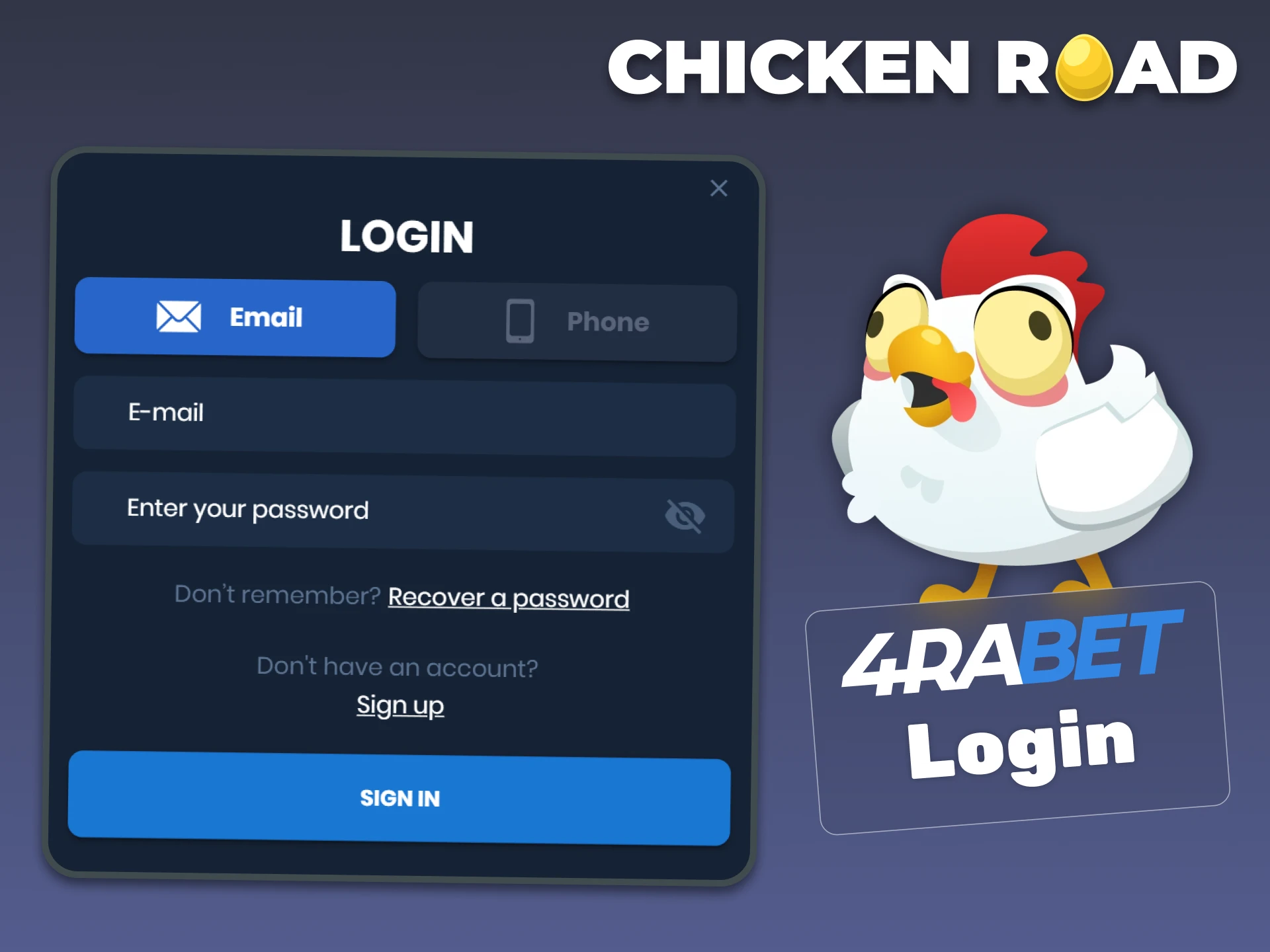 Select the most convenient method for logging into your 4rabet account.
