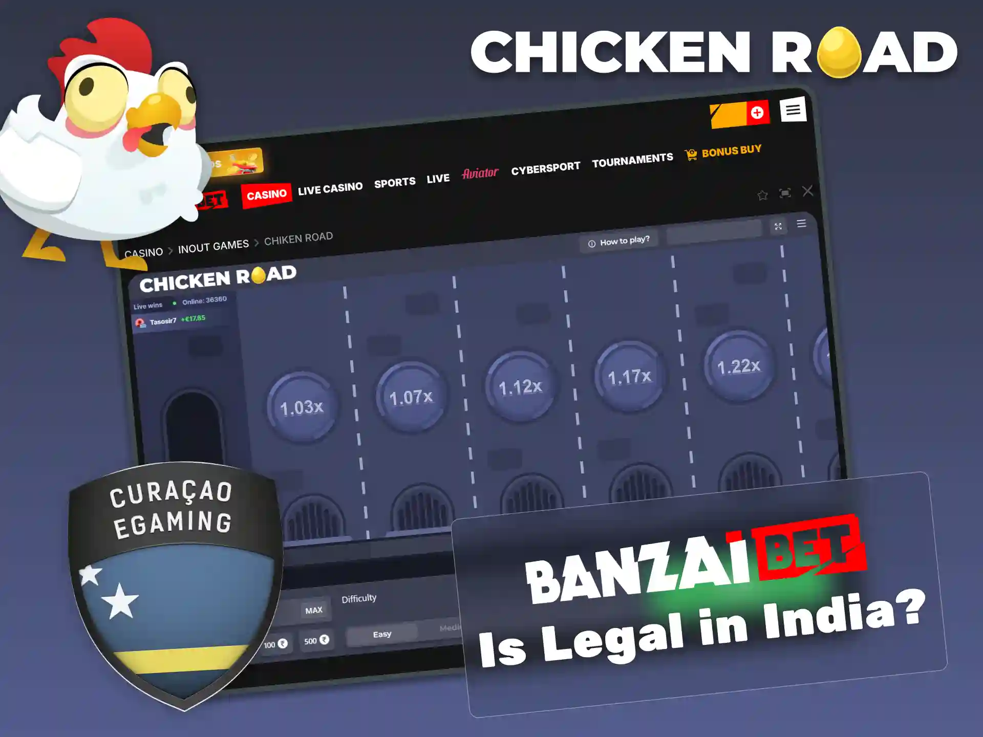 BanzaiBet Chicken Road is legal in India under a Curacao license with full encryption and 2FA security.