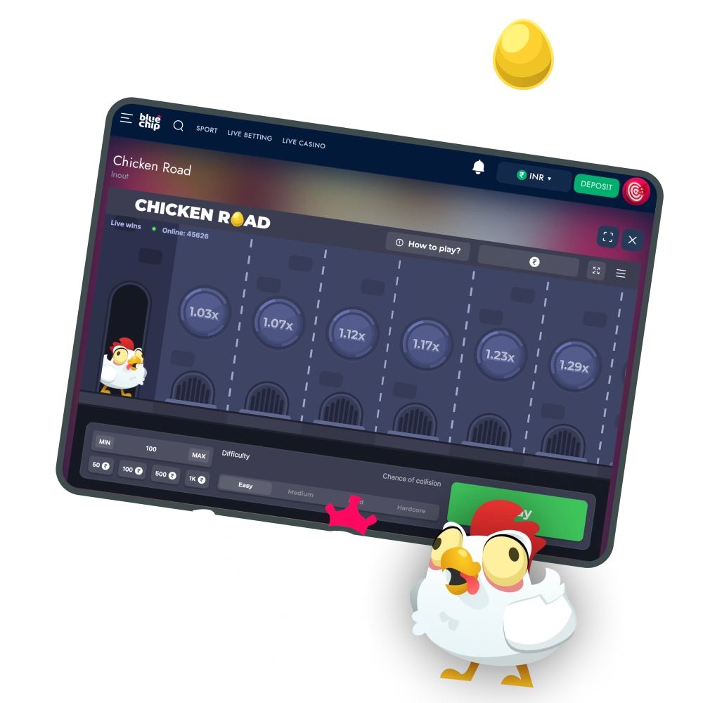 Bluechip Chicken Road game is available on a Curacao-licensed casino platform with instant play access.