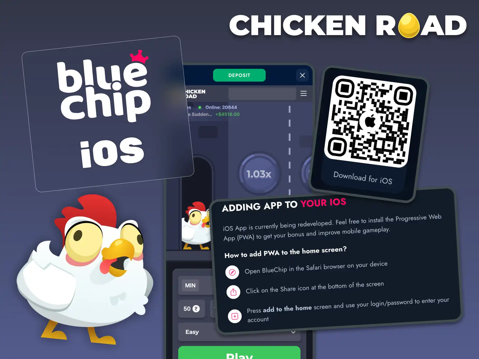 Add the Bluechip web app to your iPhone home screen using Safari.