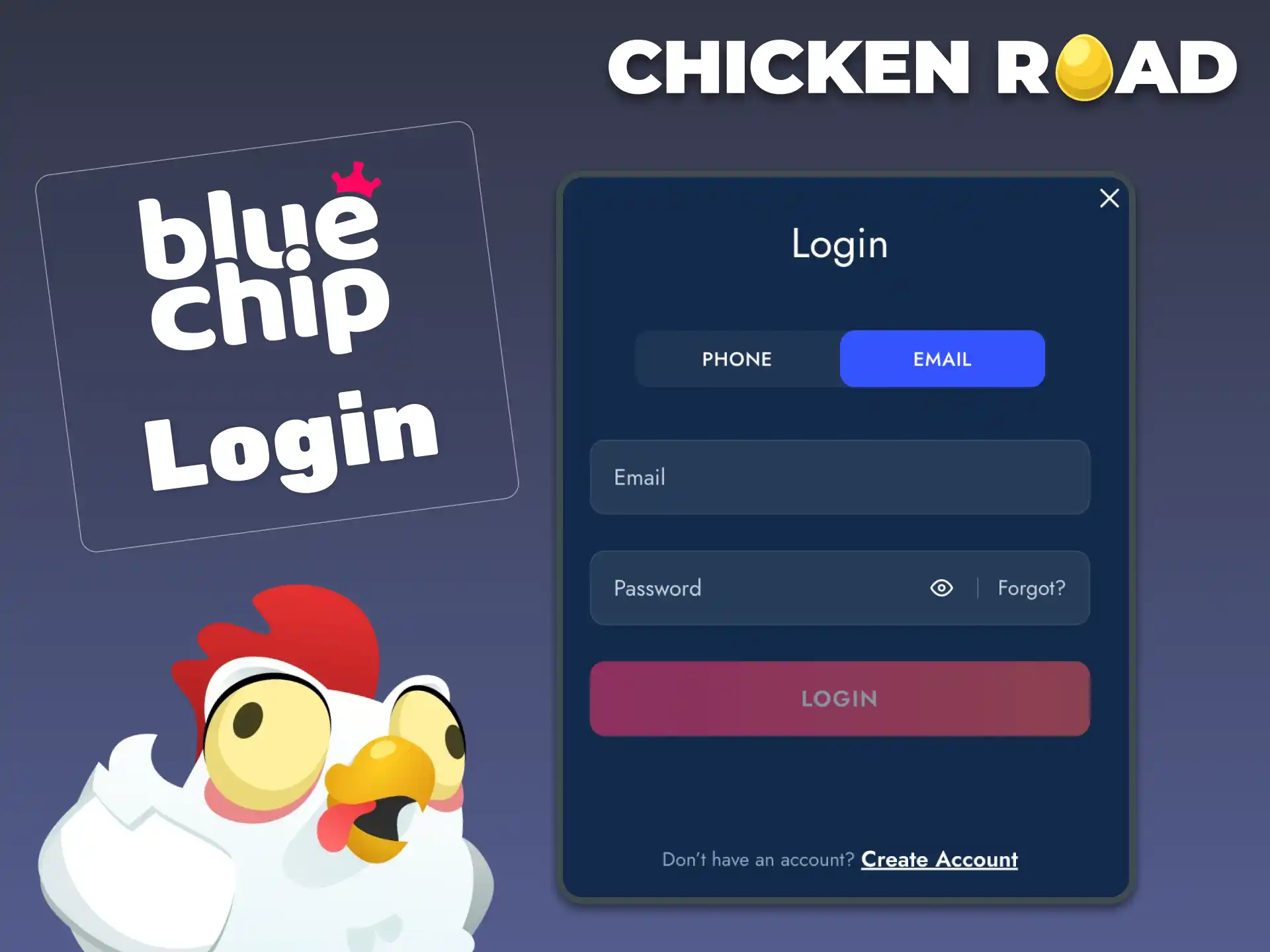 Log into your Bluechip account and start playing Chicken Road instantly.