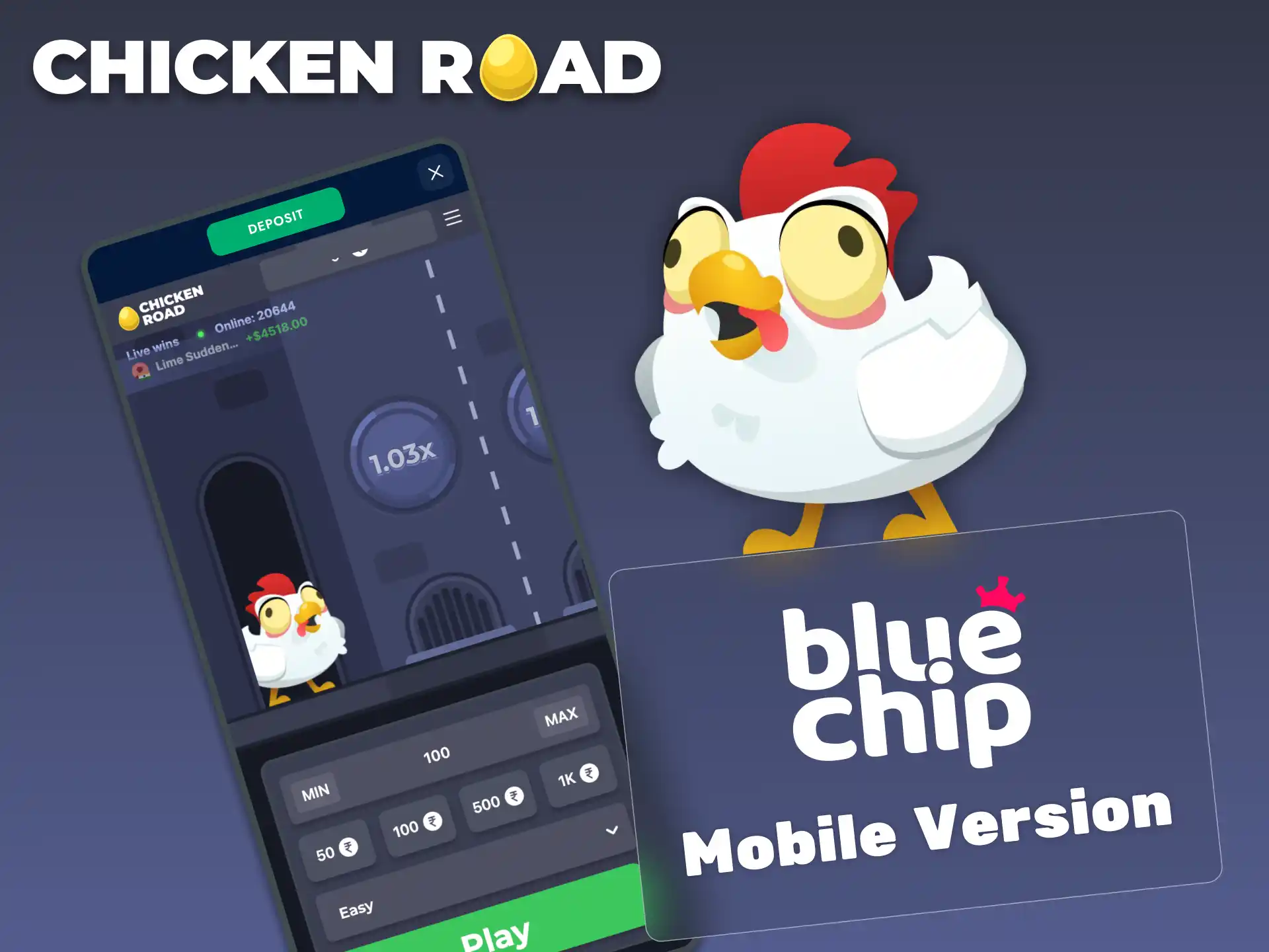 Play Chicken Road on Bluechip directly in your mobile browser with full features.