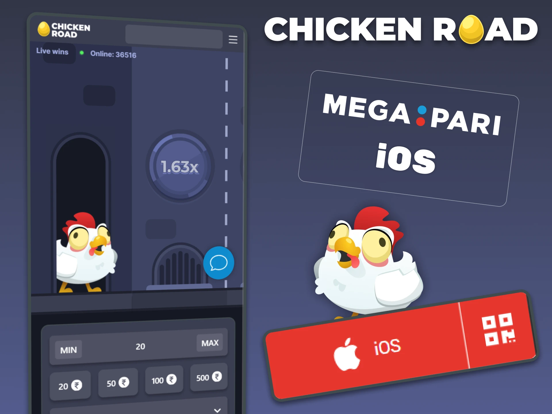 MegaPari offers iOS users a convenient app for playing Chicken Road.
