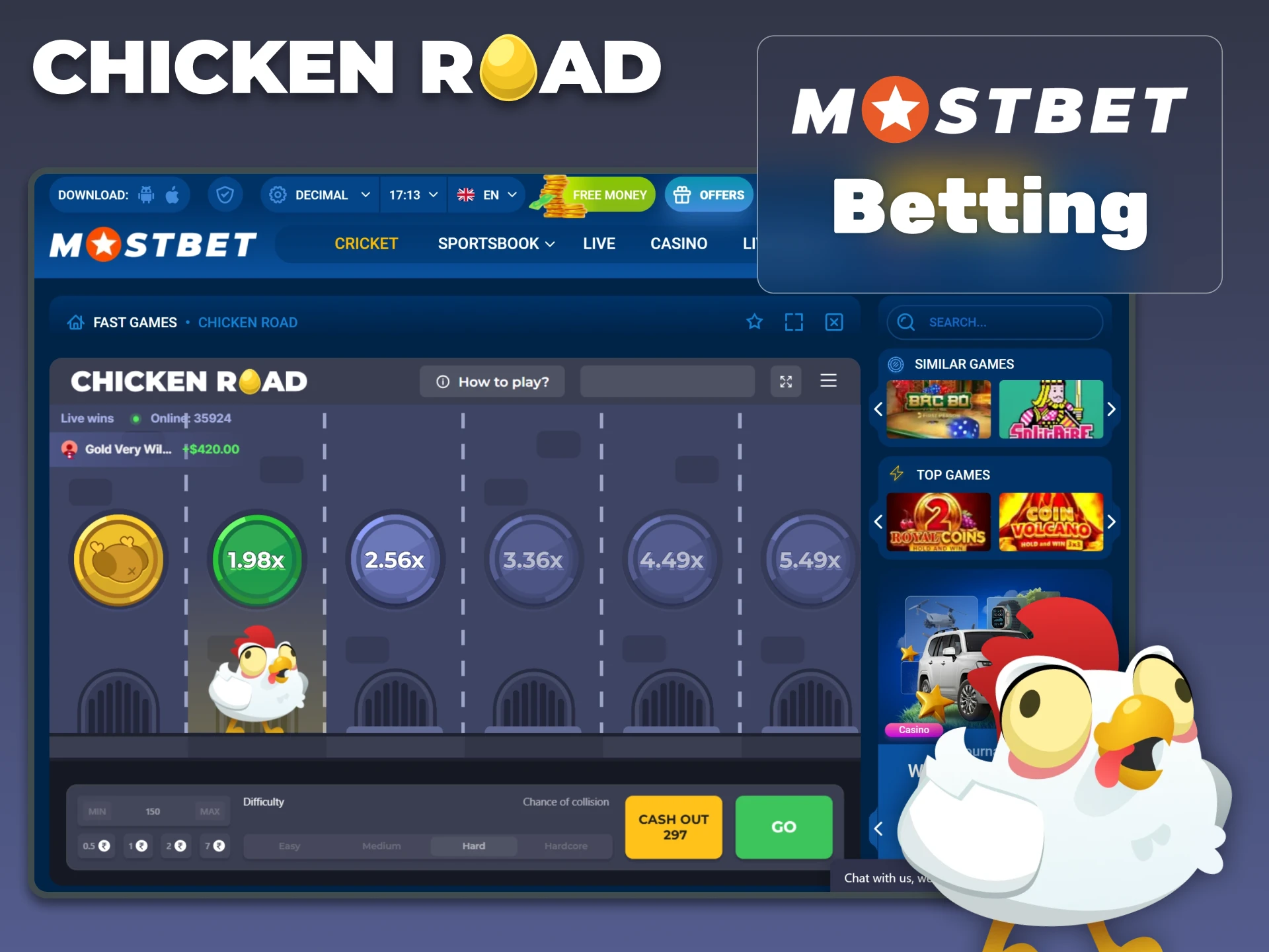 Open the Chicken Road game, place your bet, and become a winner with Mostbet.