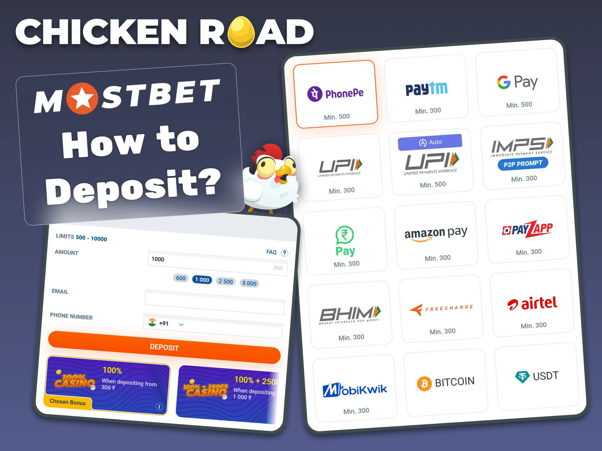 Use any method to top up your Mostbet account and launch Chicken Road.