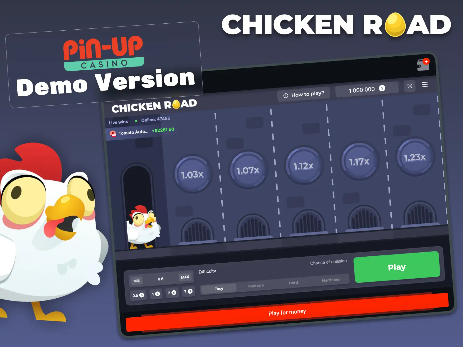 Learn how stage difficulty affects multipliers in Chicken Road demo version on Pin-Up.