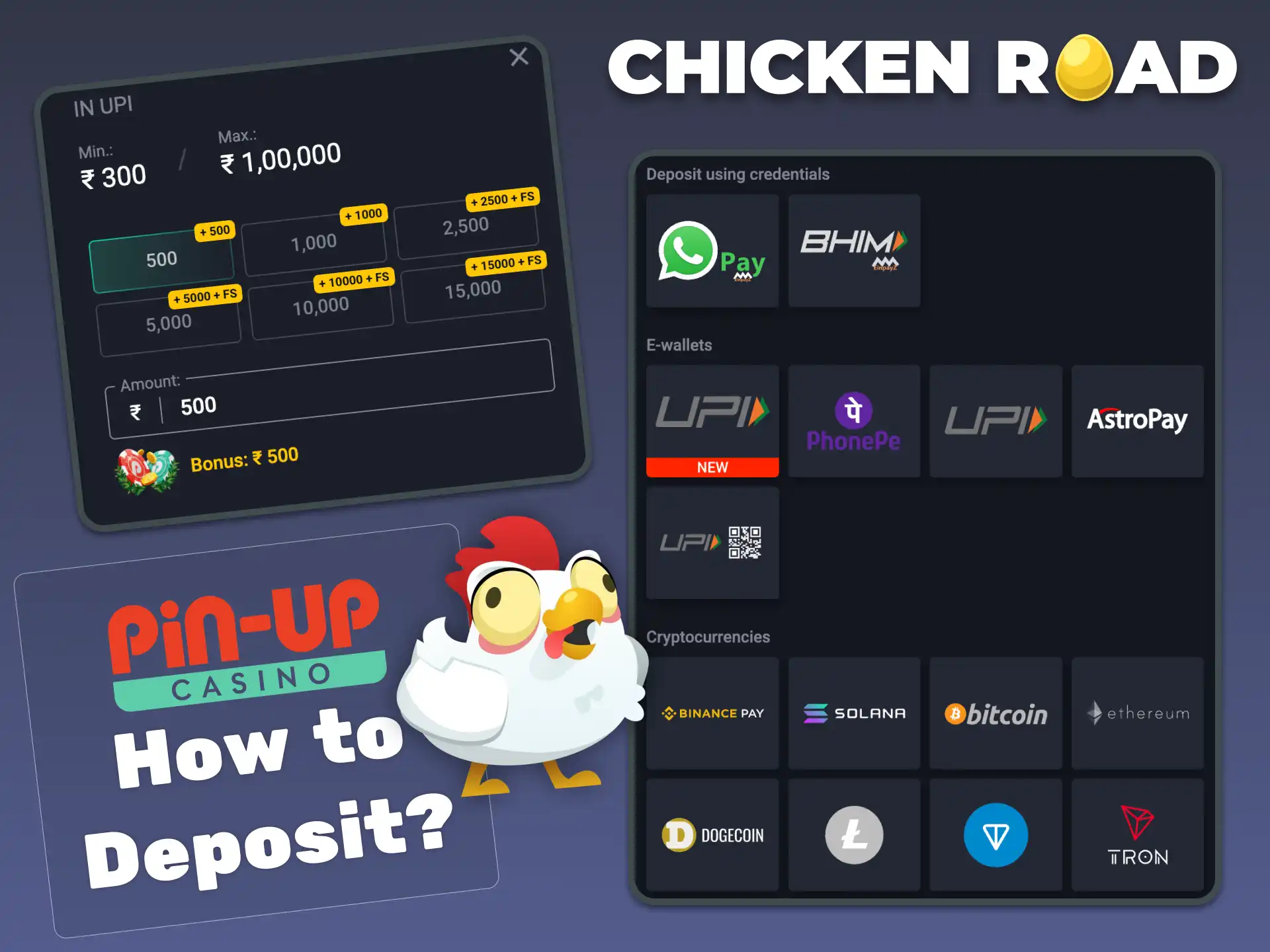 Deposit quickly on Pin-Up via app or browser and unlock access to Chicken Road.