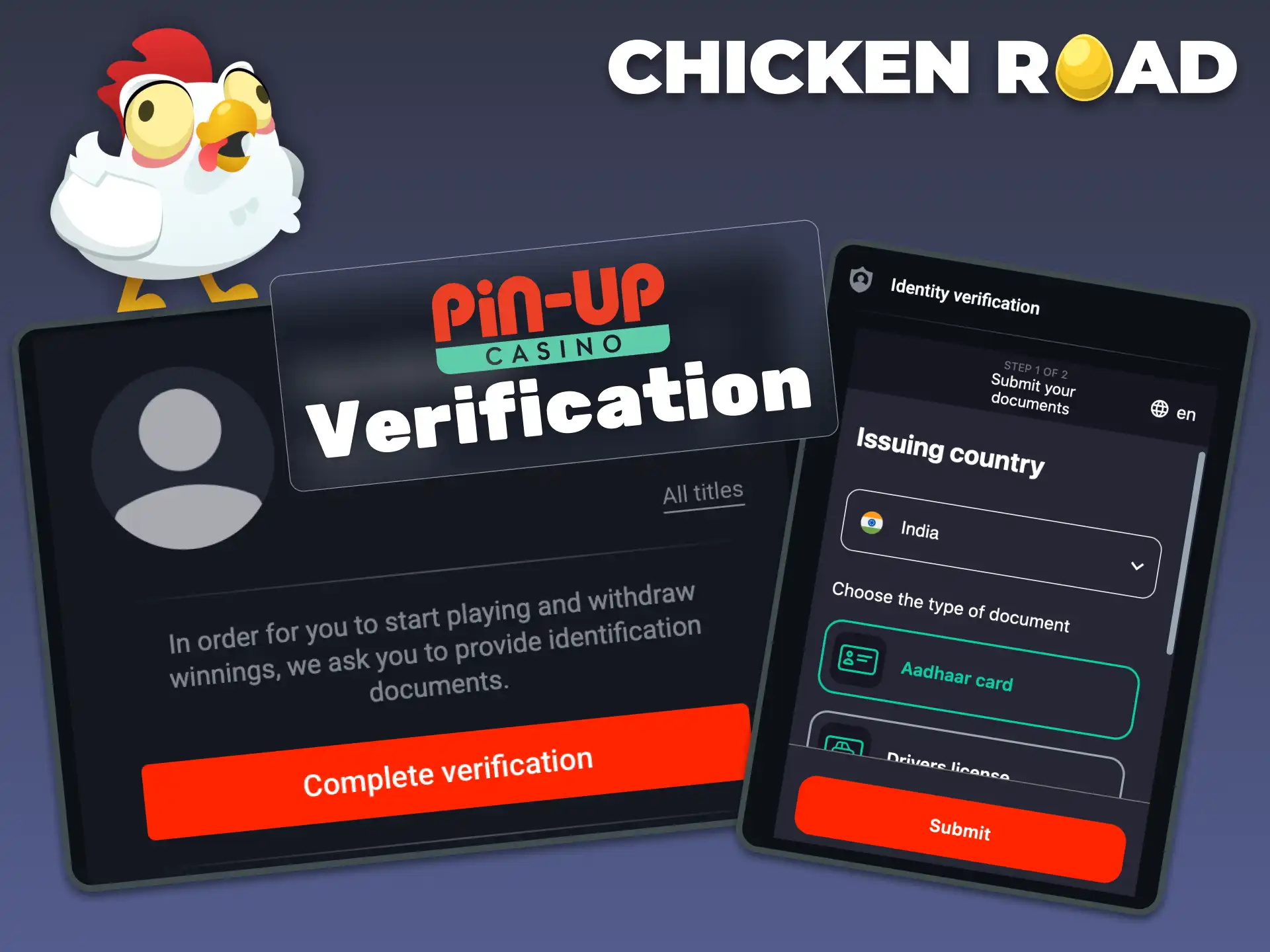 Attach a recent utility bill or bank statement to confirm your address for playing Chicken Road on Pin-Up.