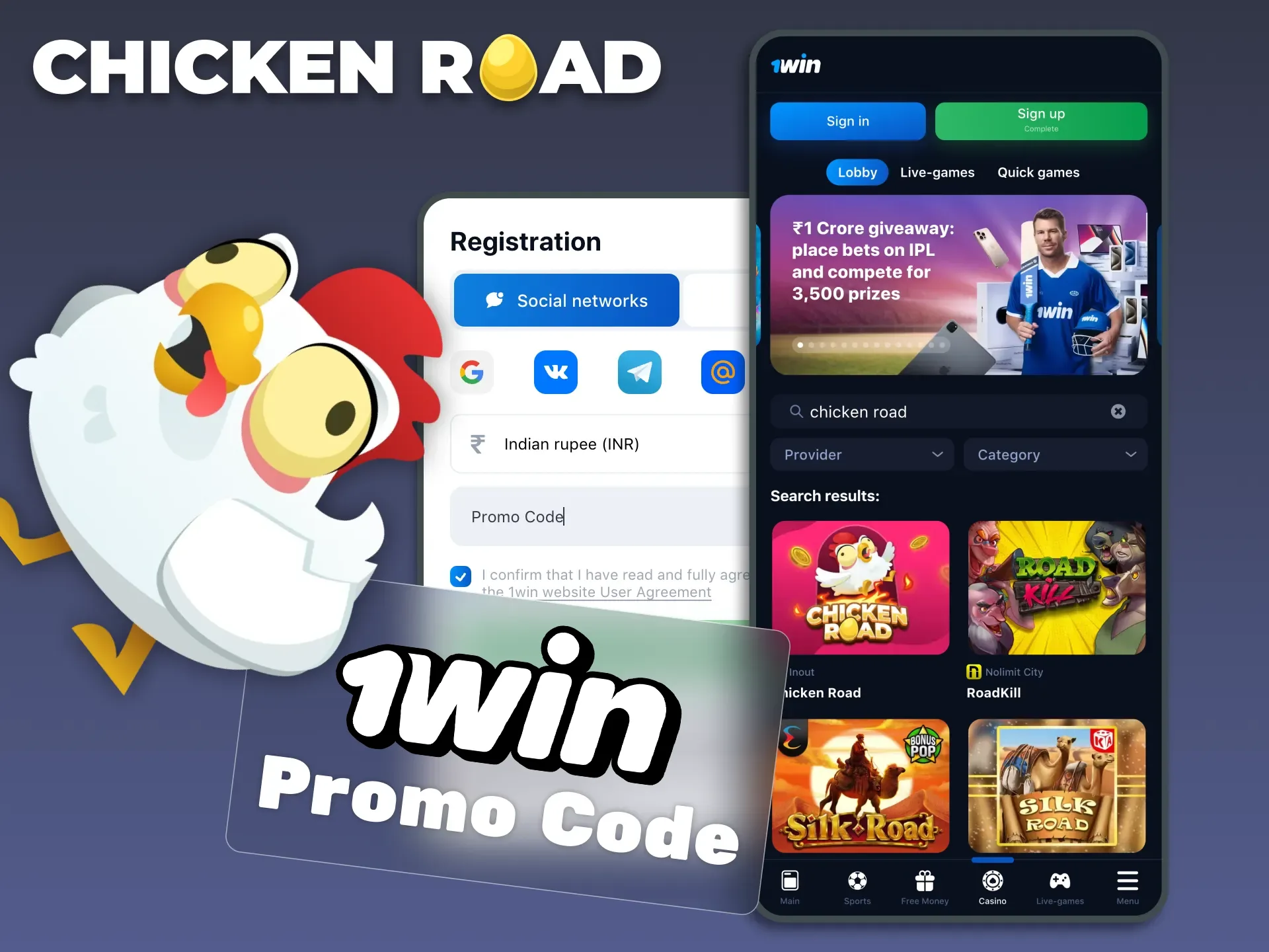 Improve your gameplay in Chicken Road with 1Win promo code.