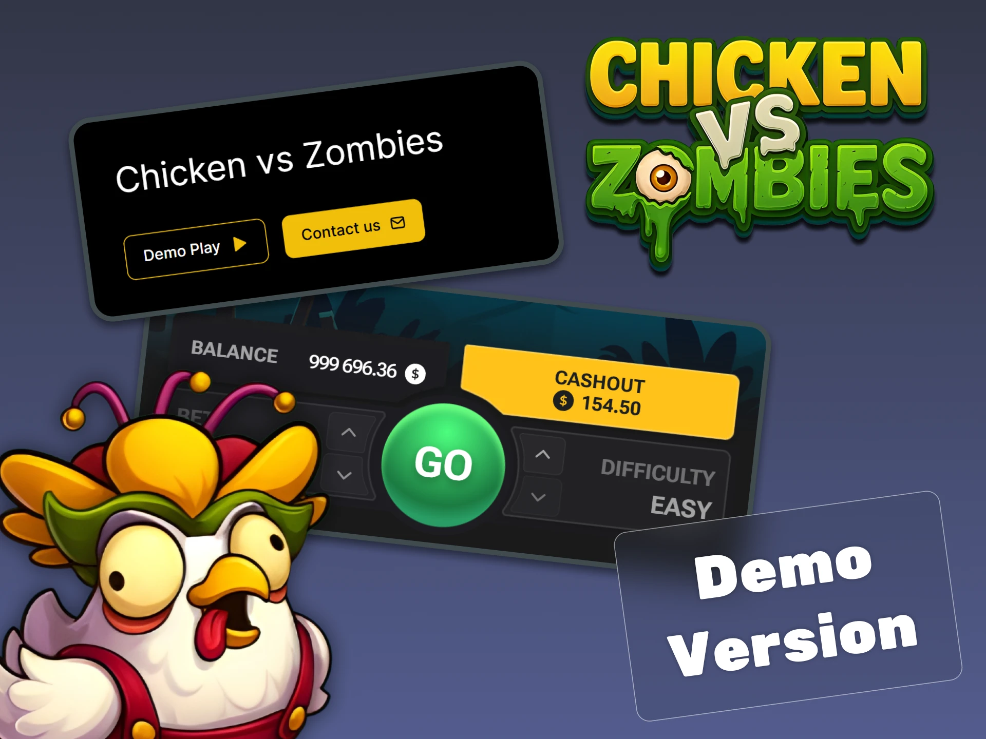Start the demo version of Chicken vs Zombies to practice your strategy risk-free.