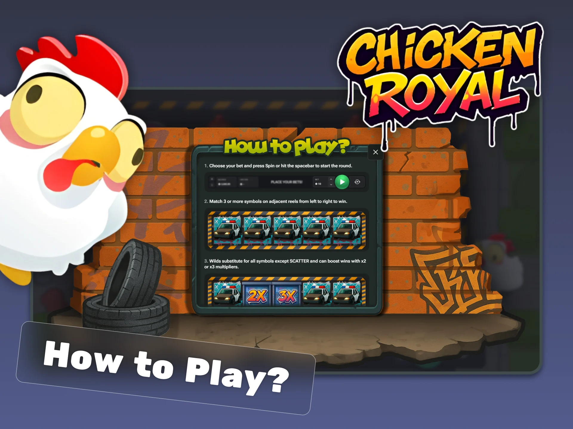 Follow the step-by-step guide to learn how to play Chicken Royal.