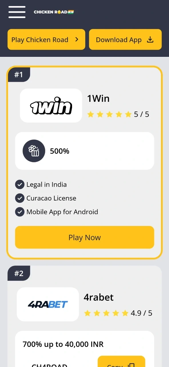 Choose the online casino where you will play Chicken Road to claim promo code.