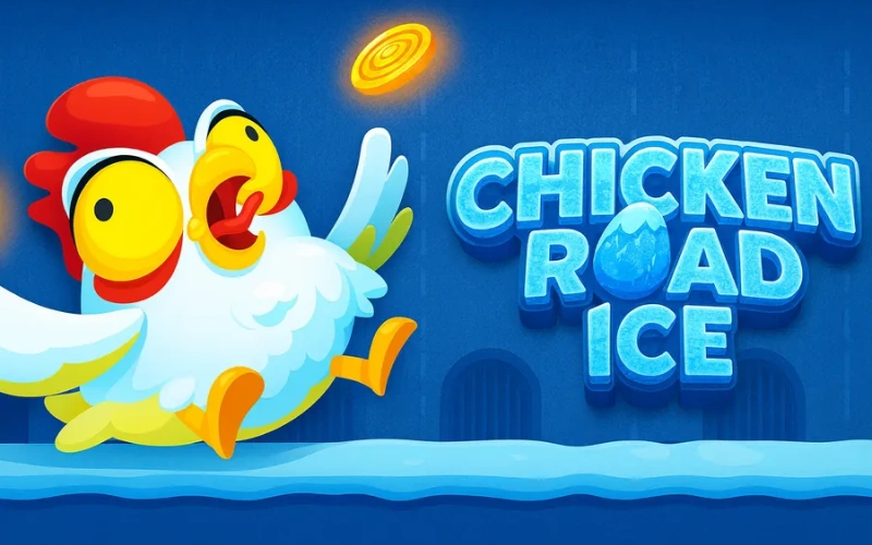 Guide the chicken across the slippery path in the Chicken Road Ice game.