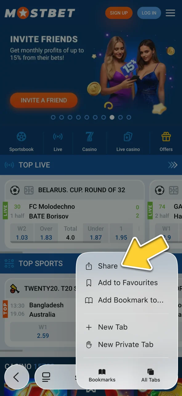 Tap the Share icon in the Safari toolbar, start saving the casino app and play Chicken Road.